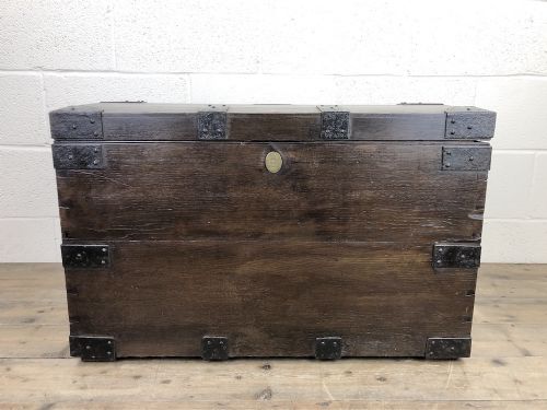 fig 2. Antique Iron Bound Oak Dome Top Trunk