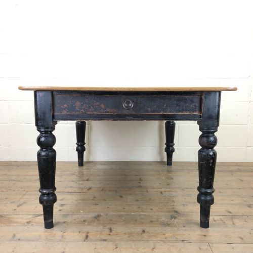 Antique Stained Pine Farmhouse Kitchen Table