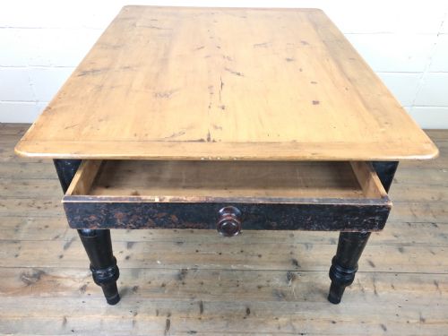 fig 1. Antique Stained Pine Farmhouse Kitchen Table