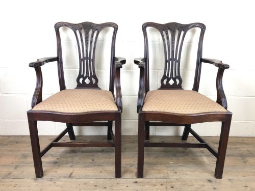 Pair of 19th Century Chippendale Style Armchairs