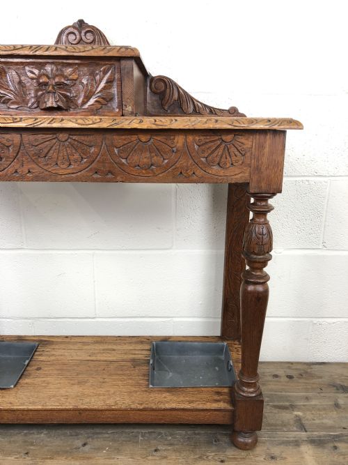 fig 1. Antique Victorian Carved Oak Hall Stand