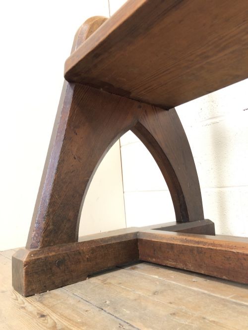 fig 2. Antique Pitch Pine Pew Bench with Shaped Sides