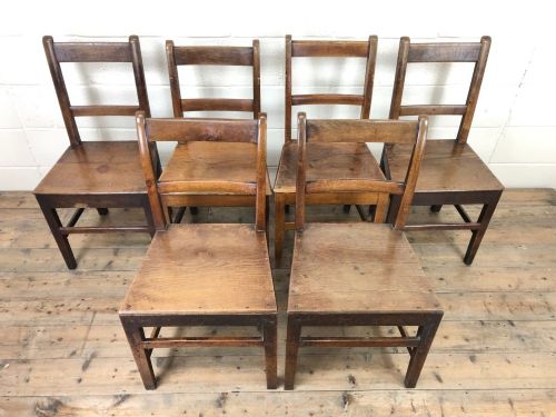 fig 1. Six Similar 19th Century Welsh Oak Bar Back Chairs