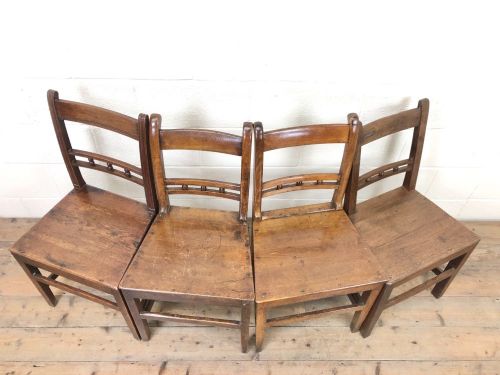 fig 1. Harlequin Set of 19th Century Welsh Oak Ball and Rail Back Chairs