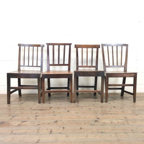 Four Similar 19th Century Stick Back Farmhouse Chairs