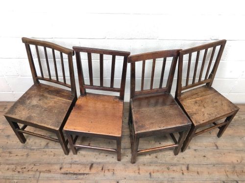 fig 1. Four Similar 19th Century Stick Back Farmhouse Chairs