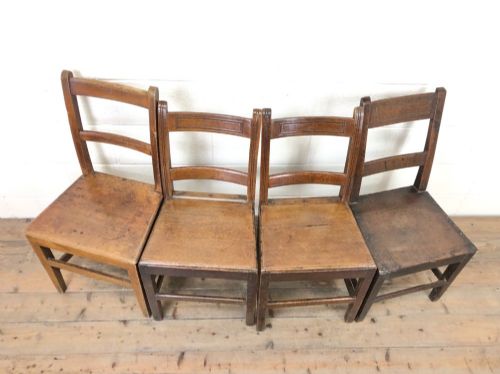 fig 1. Four Similar 19th Century Welsh Oak Bar Back Farmhouse Chairs