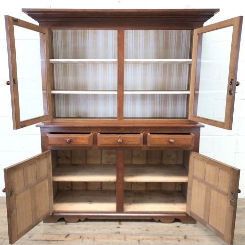 fig 1. Late 19th Century Welsh Oak Two Stage Cupboard with Glazed Top
