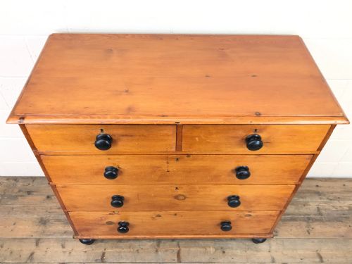 fig 1. Antique Stained Pine Chest of Drawers