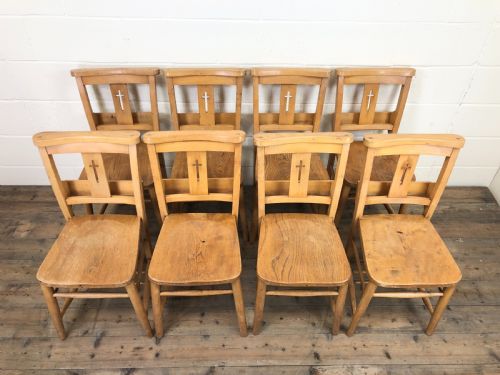 fig 1. Set of Eight Antique Church Chairs
