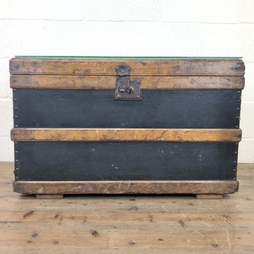 Early 20th Century Wooden Bound Trunk