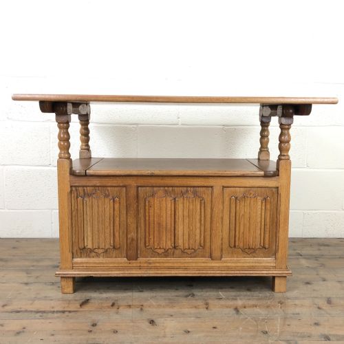 Antique Panelled Pale Oak Monk’s Bench