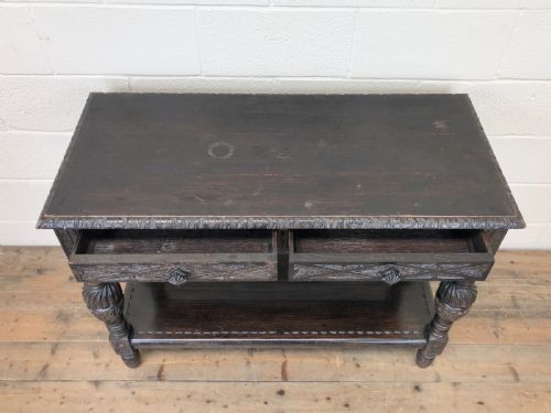 fig 2. Victorian Carved Oak Two-Tier Table