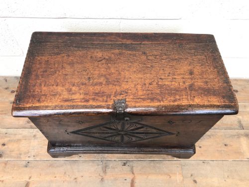 fig 1. Antique Carved Oak Coffer