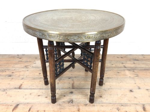 fig 2. Middle Eastern Brass Tray Top Folding Table