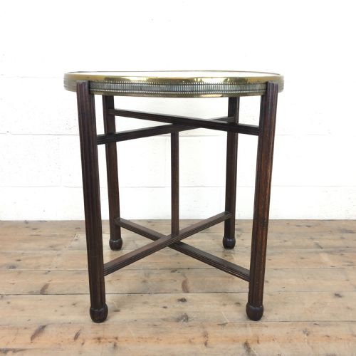 Early 20th Century Folding Table with Brass Tray Top