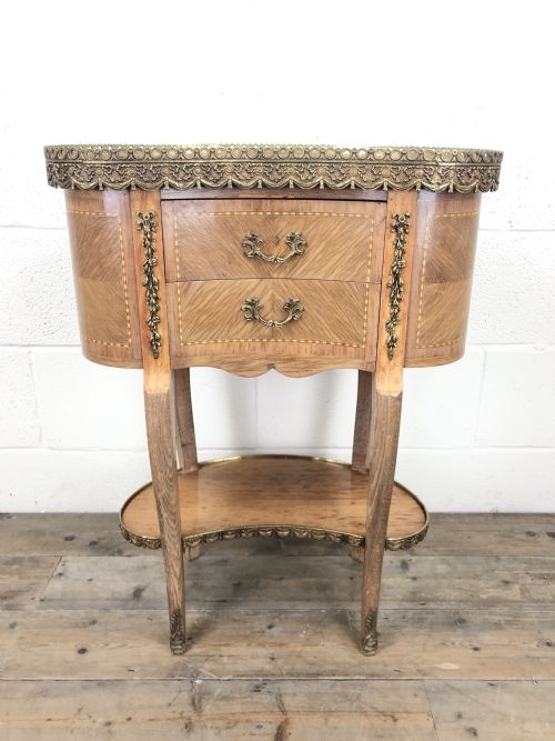 Antique French Kingwood Kidney Shaped Bedside Cabinet