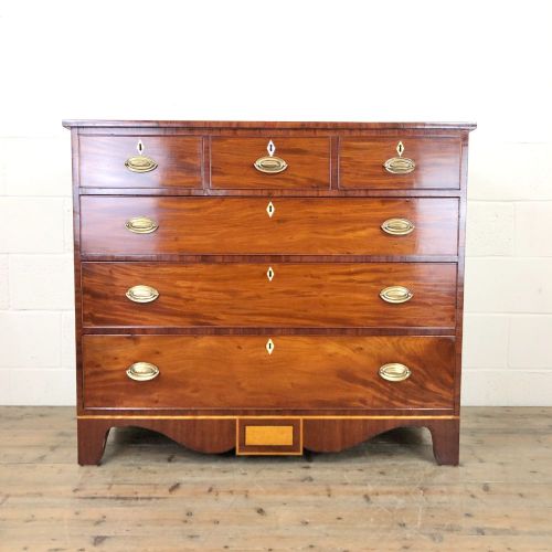fig 1. Wide Antique Mahogany Chest of Drawers