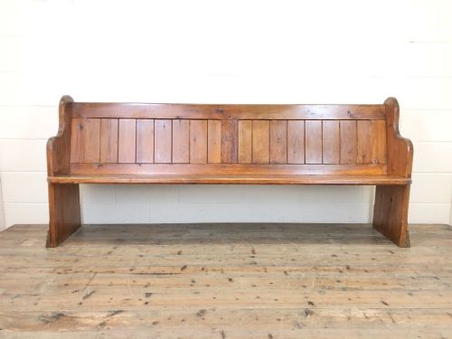 Antique Pitch Pine Church Bench