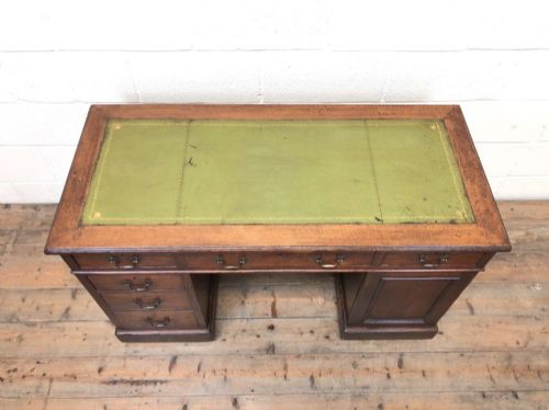 fig 1. Early 20th Century Oak Desk with Leather Top