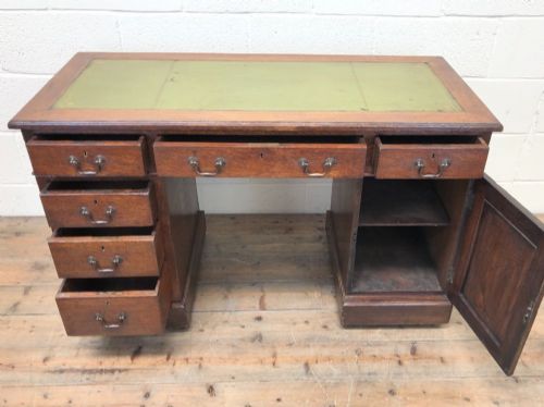 fig 2. Early 20th Century Oak Desk with Leather Top