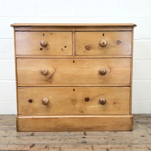 Antique Plinth Base Pine Chest of Drawers