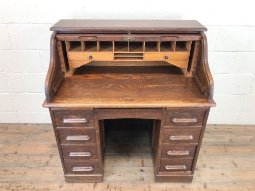 fig 1. Early 20th Century Oak Roll Top Desk