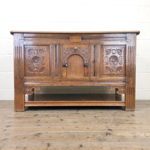 Antique Oak Cupboard with Carved Detail