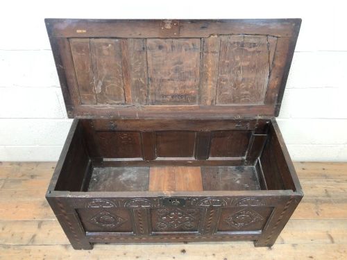 fig 1. 18th Century Oak Coffer with Inlay