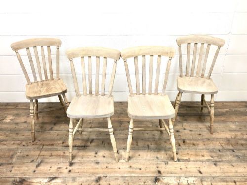 fig 1. Set of Four Antique Beech and Elm Farmhouse Dining Chairs