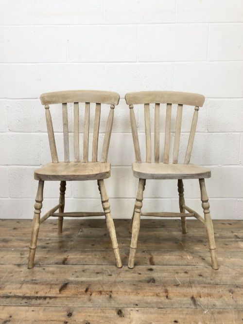 fig 2. Set of Four Antique Beech and Elm Farmhouse Dining Chairs