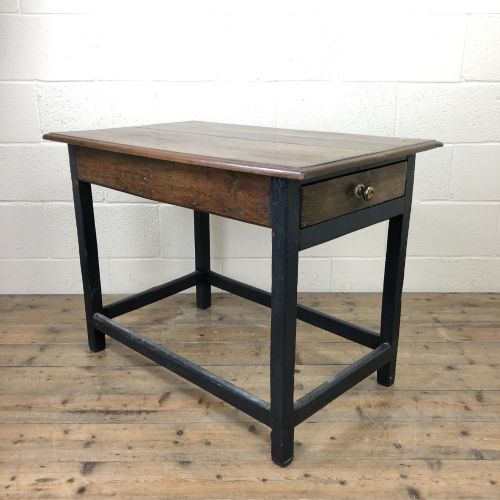 Antique Oak Side Table with Drawer