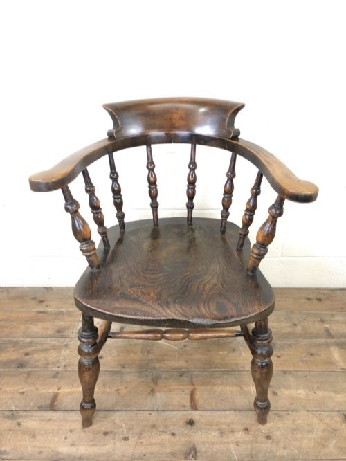 fig 1. Antique Beech and Elm Smoker’s Bow Armchair