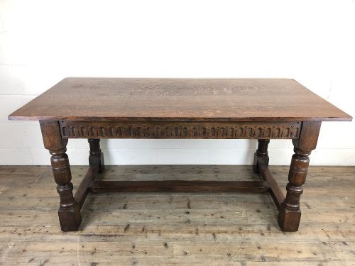 fig 1. Early 20th Century Antique Oak Refectory Table