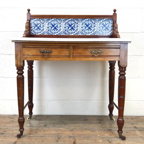 Antique Washstand with Tiled Back