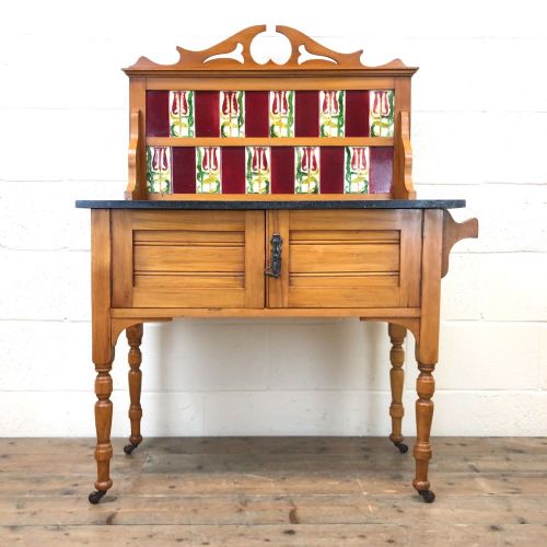 Edwardian Satin Wood and Marble Washstand