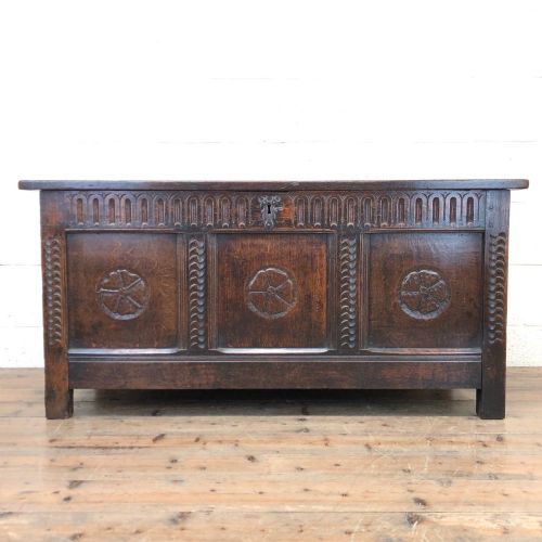 18th Century Carved Oak Blanket Box