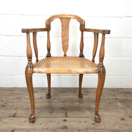 Antique Armchair with Rattan Seat