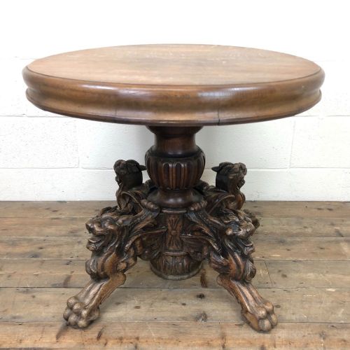 19th Century Antique Centre Table with Lion Detail