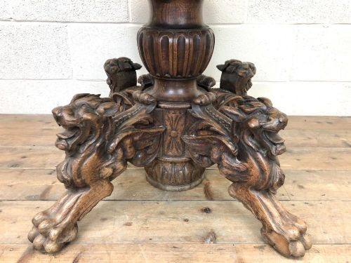 fig 1. 19th Century Antique Centre Table with Lion Detail