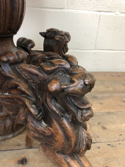 fig 2. 19th Century Antique Centre Table with Lion Detail