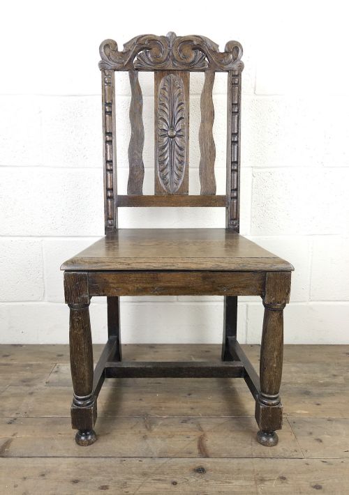 fig 1. 19th Century Antique Gothic Carved Oak Chair
