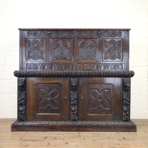 Victorian Carved Oak Side Cupboard