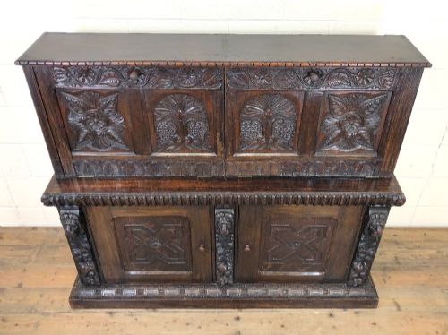 fig 1. Victorian Carved Oak Side Cupboard