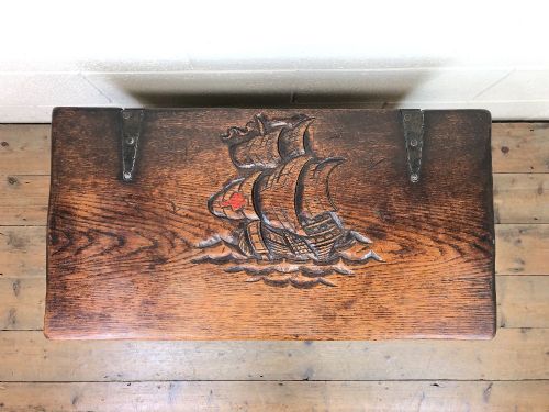 fig 1. Antique Oak Coal Box or Scuttle