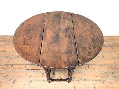 fig 1. Antique Oak Drop Leaf Dining Table