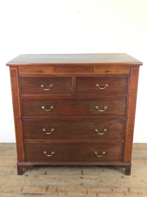 fig 1. Large 19th Century Inlaid Mahogany Chest of Drawers