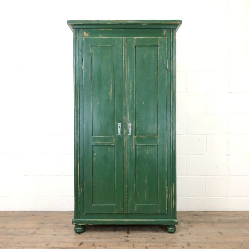 Antique Green Painted Pine Cupboard