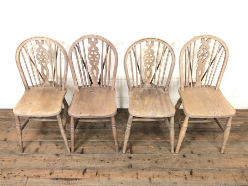 fig 1. Four Antique Farmhouse Kitchen Chairs