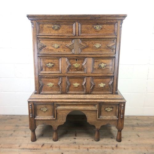 18th Century Antique Oak Chest on Stand